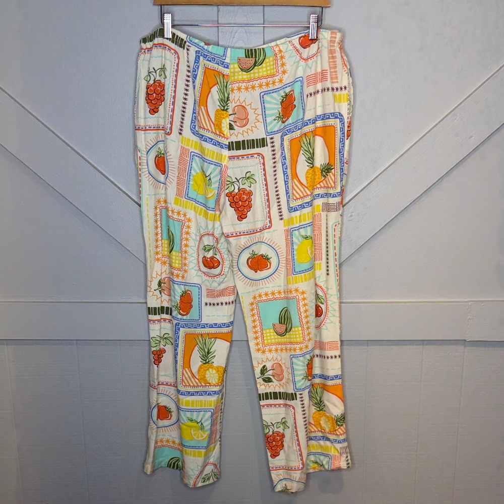 Sweet Hearts Los Angeles XL Linen Blend Colorful Fruit Print Top Vest Pant Set - Picture 11 of 16
